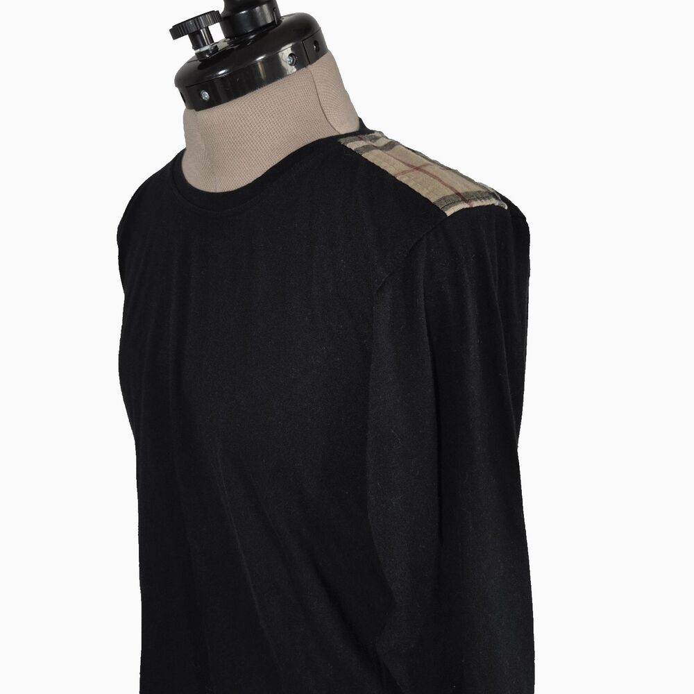 Burberry Nova Check Shoulder Women's Long Sleeve Top Medium Black Basic Classic